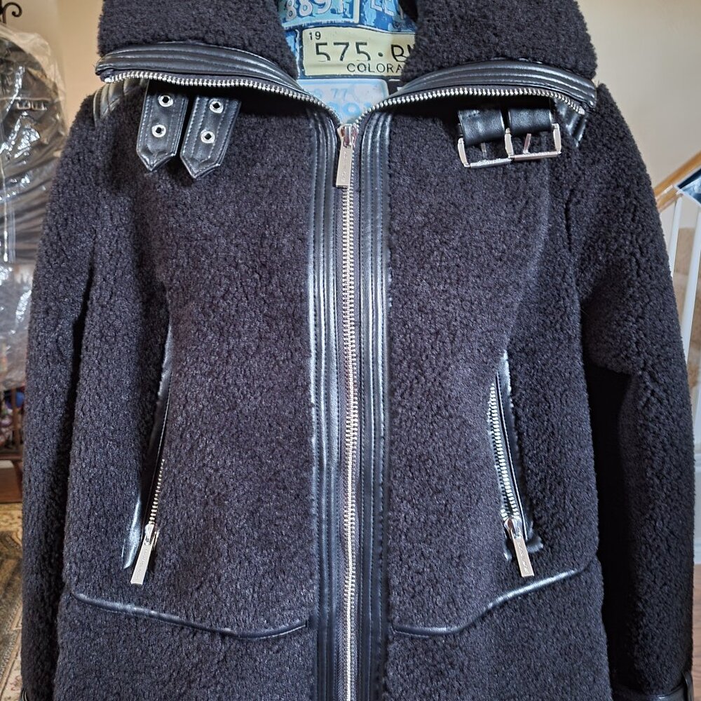 Michael Kors Blk Sherpa Jacket 1X NEW